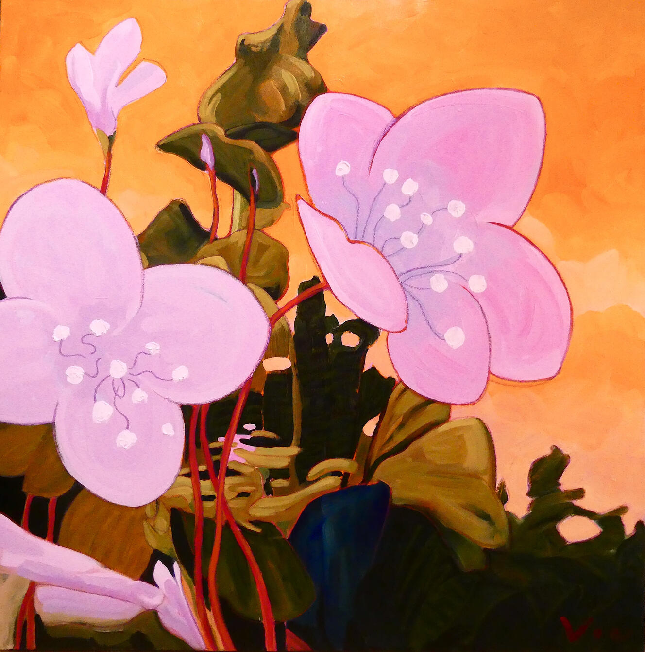 Cool Pink Oasis 60 x 60 Acrylic, Pastel