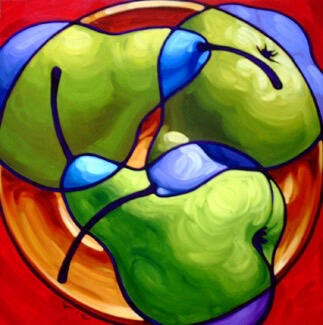 Pears on Gold 48 x 48 Acrylic
